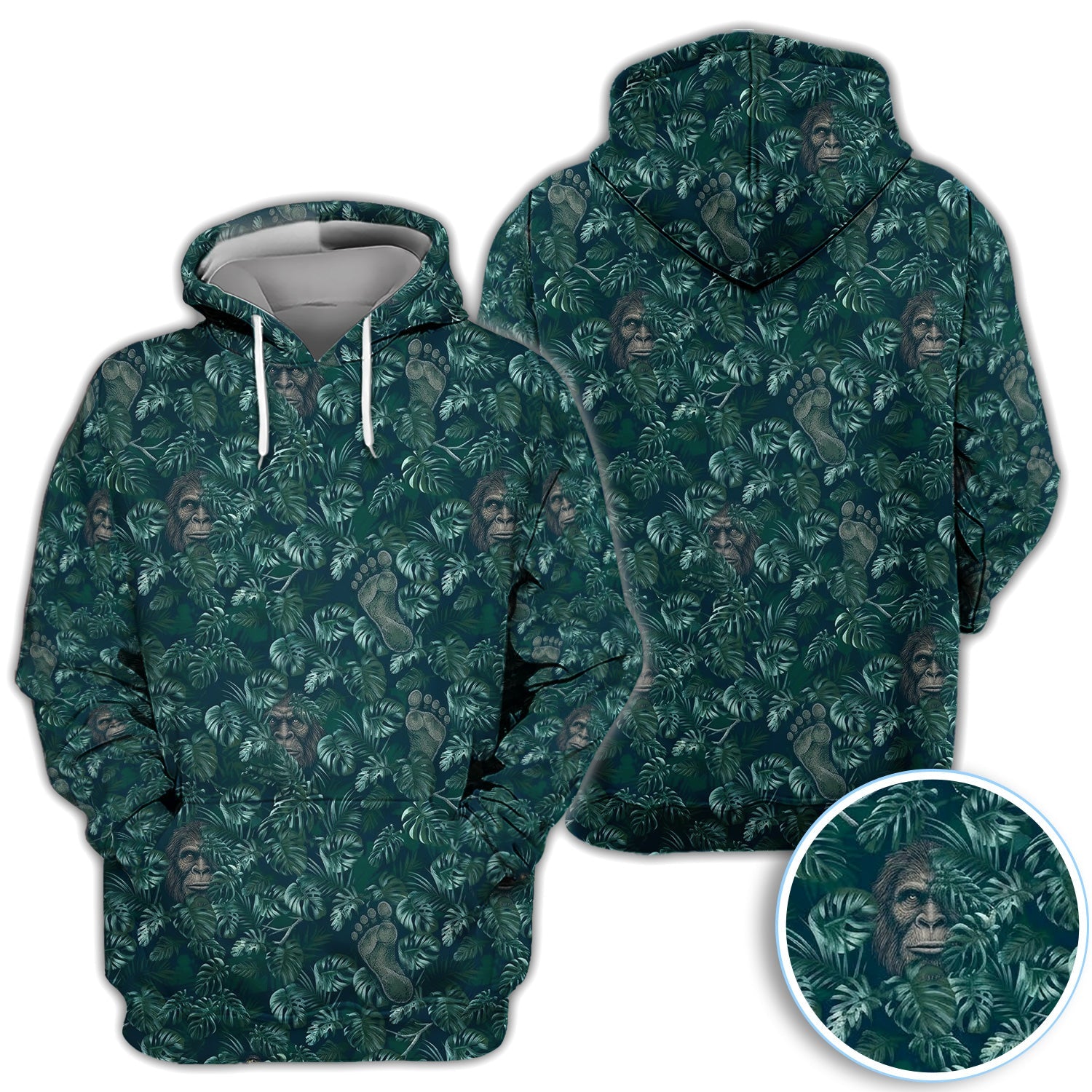 Funny Hidden Gorilla Jungle Golf Pattern Shirt, Bigfoot Footprint Golf Shirt For Men, Golfer Gift