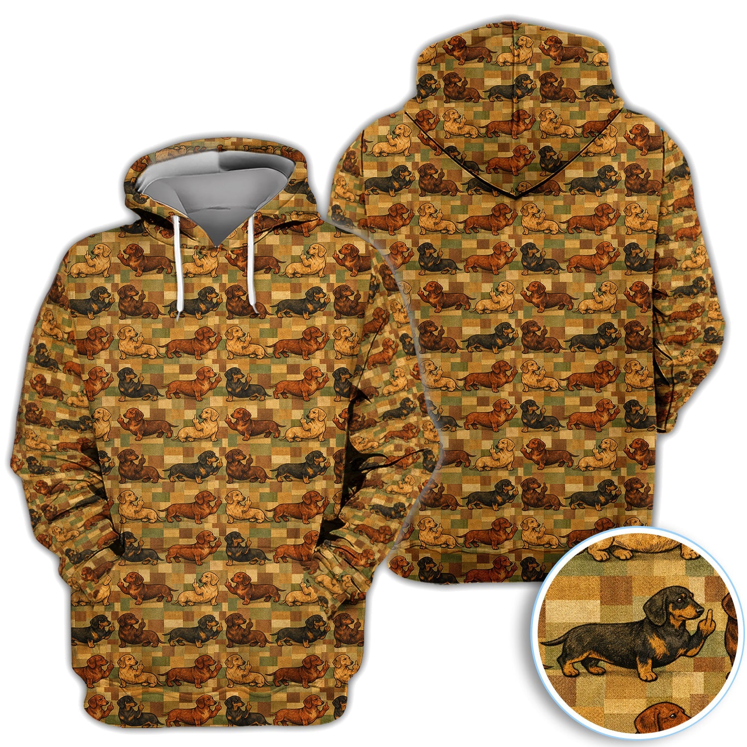 Funny Dachshund Dog Golf Pattern Shirt, Vintage Wiener Dog Golf Shirt For Women, Dog Lover Gift