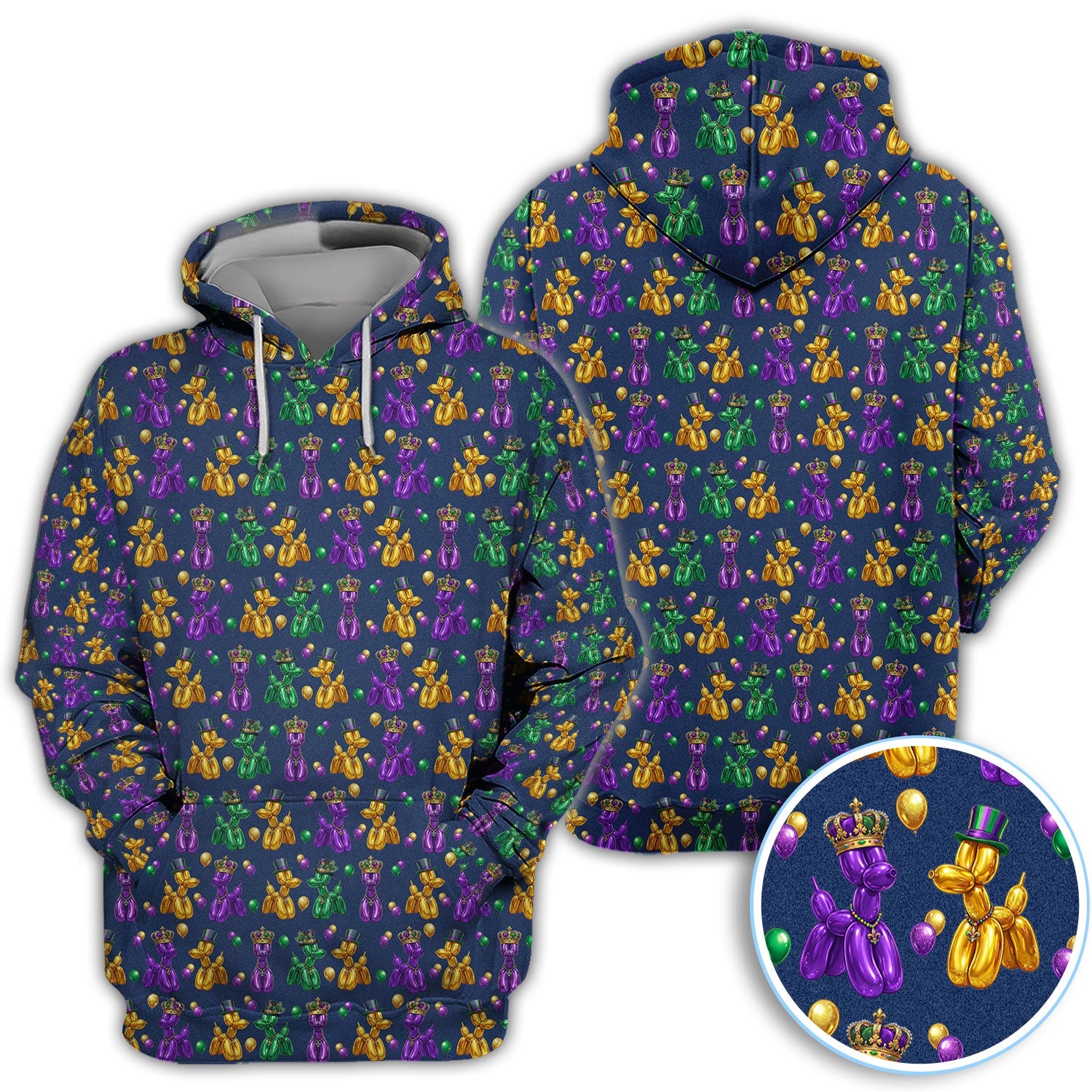 Mardi Gras Bead Dogs Golf Polos For Golfer, Festival Pattern Golf Shirt, Golf Gift For Men