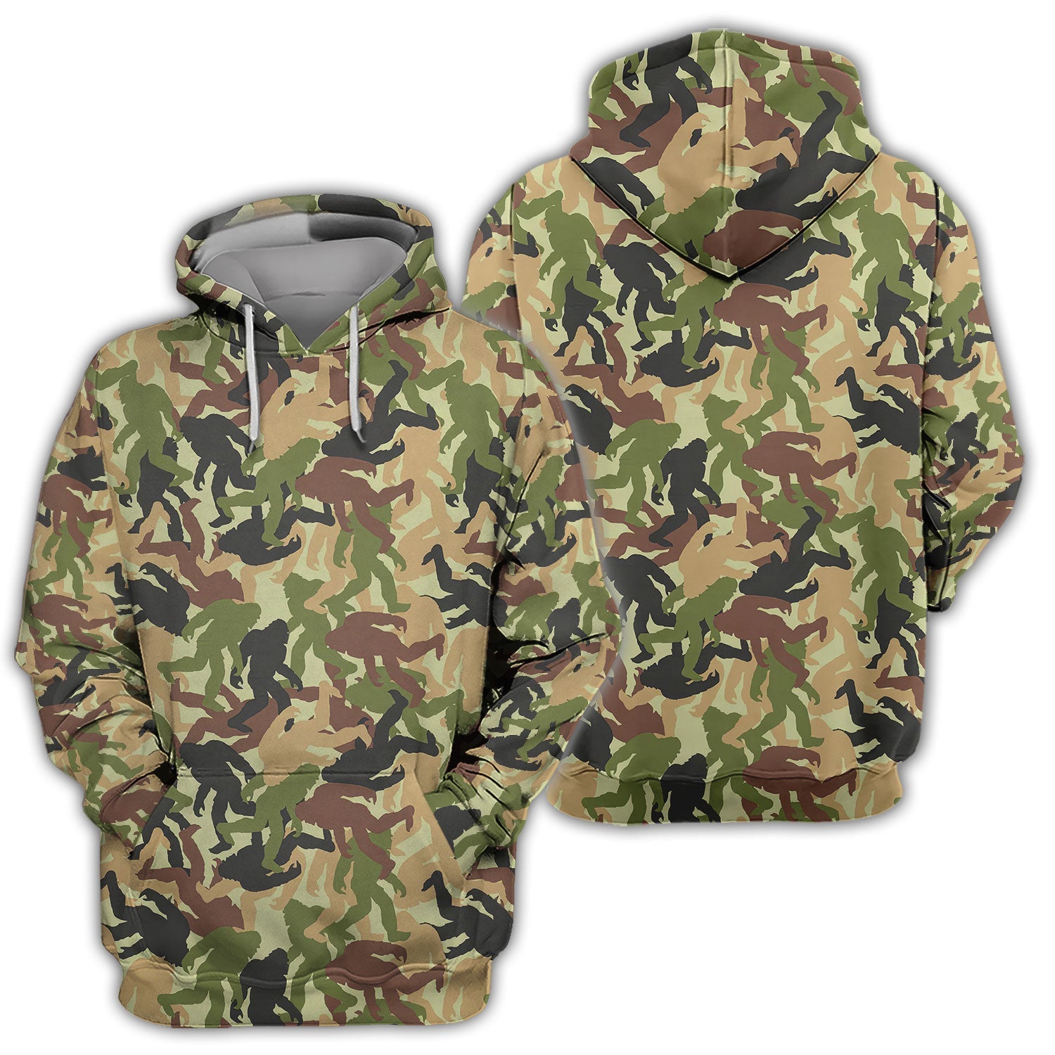 Bigfoot Camo Pattern Golf Polos, Crazy Sasquatch Golf Shirt, Funny Golf Gift For Golfer