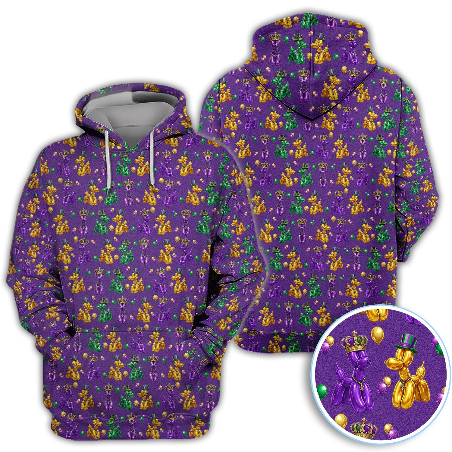 Mardi Gras Bead Dogs Golf Polos For Golfer, Festival Pattern Golf Shirt, Golf Gift For Men