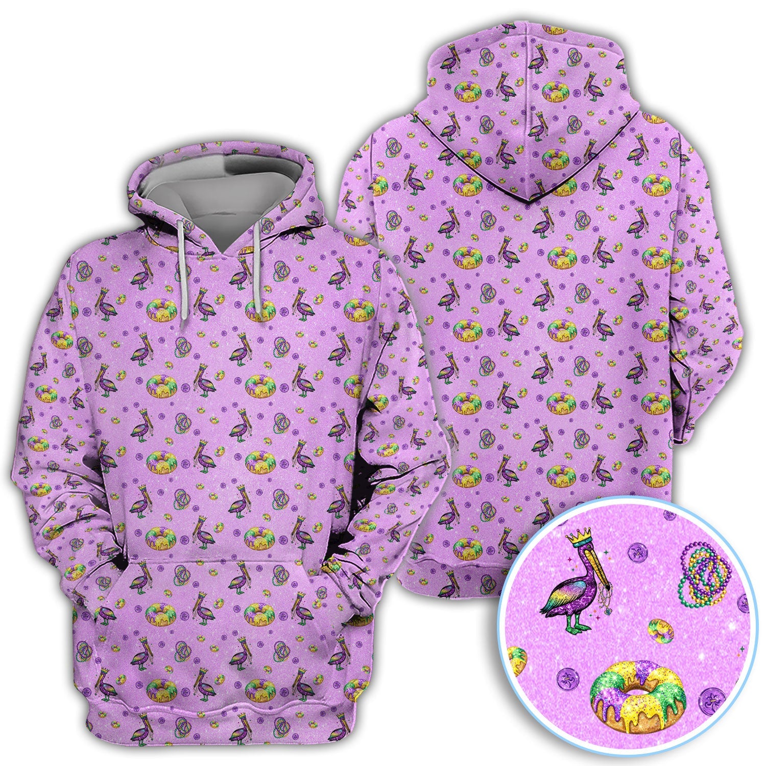 Funny Mardi Gras Pattern Golf Polos, Carnival Golf Shirt For Men, Golf Gift For Golfer