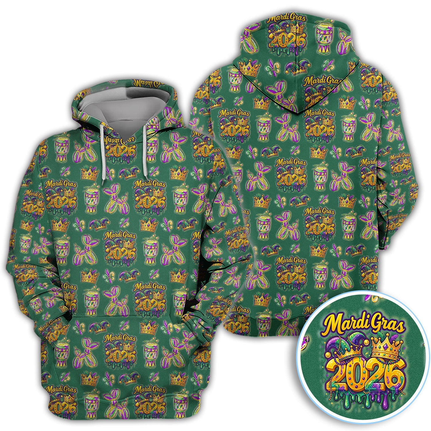Mardi Gras 2026 Golf Polos For Golfer, Festive Crown Mask Pattern Golf Shirt, Golf Gift For Men