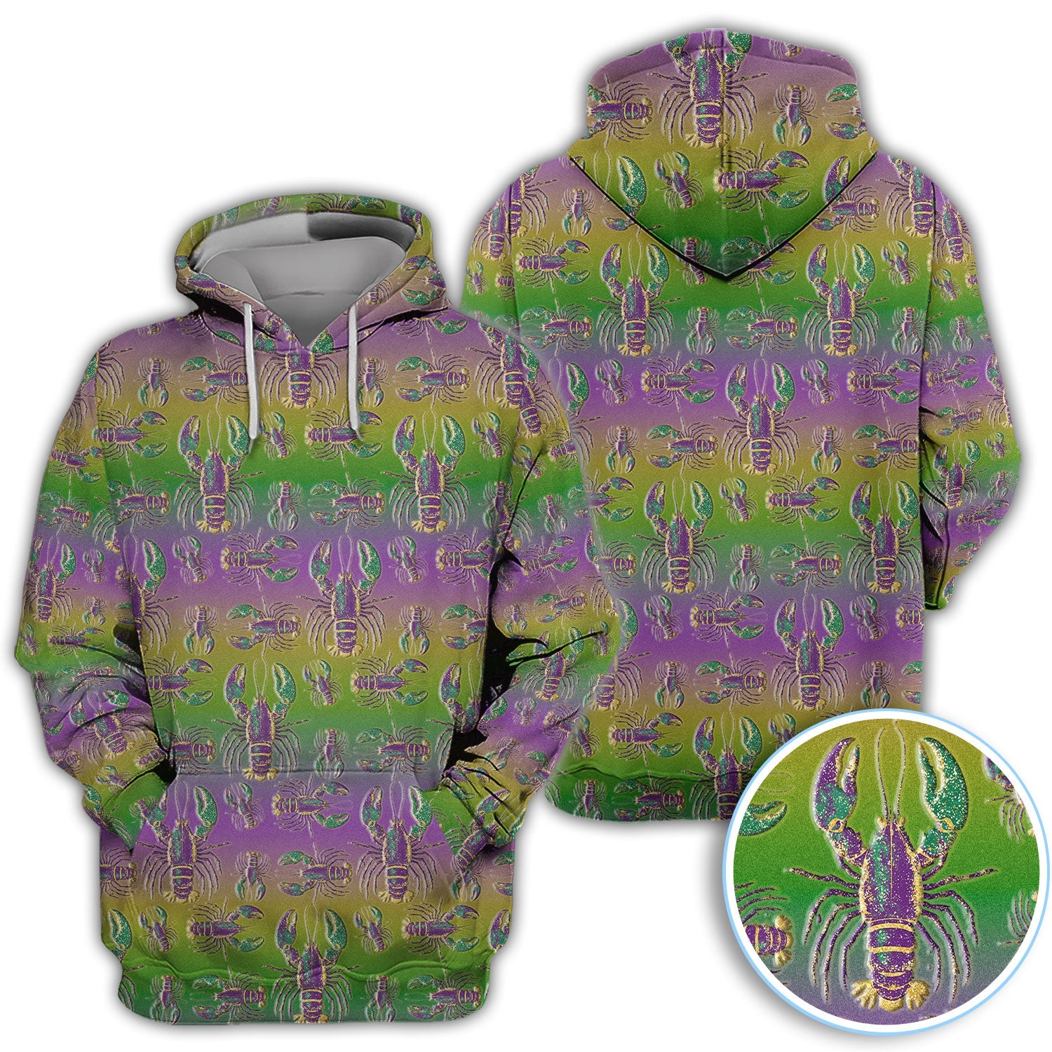 Crazy Louisiana Crawfish Golf Shirt For Women, Mardi Gras Crawfish Pattern Golf Polos, Golf Gift For Golfer