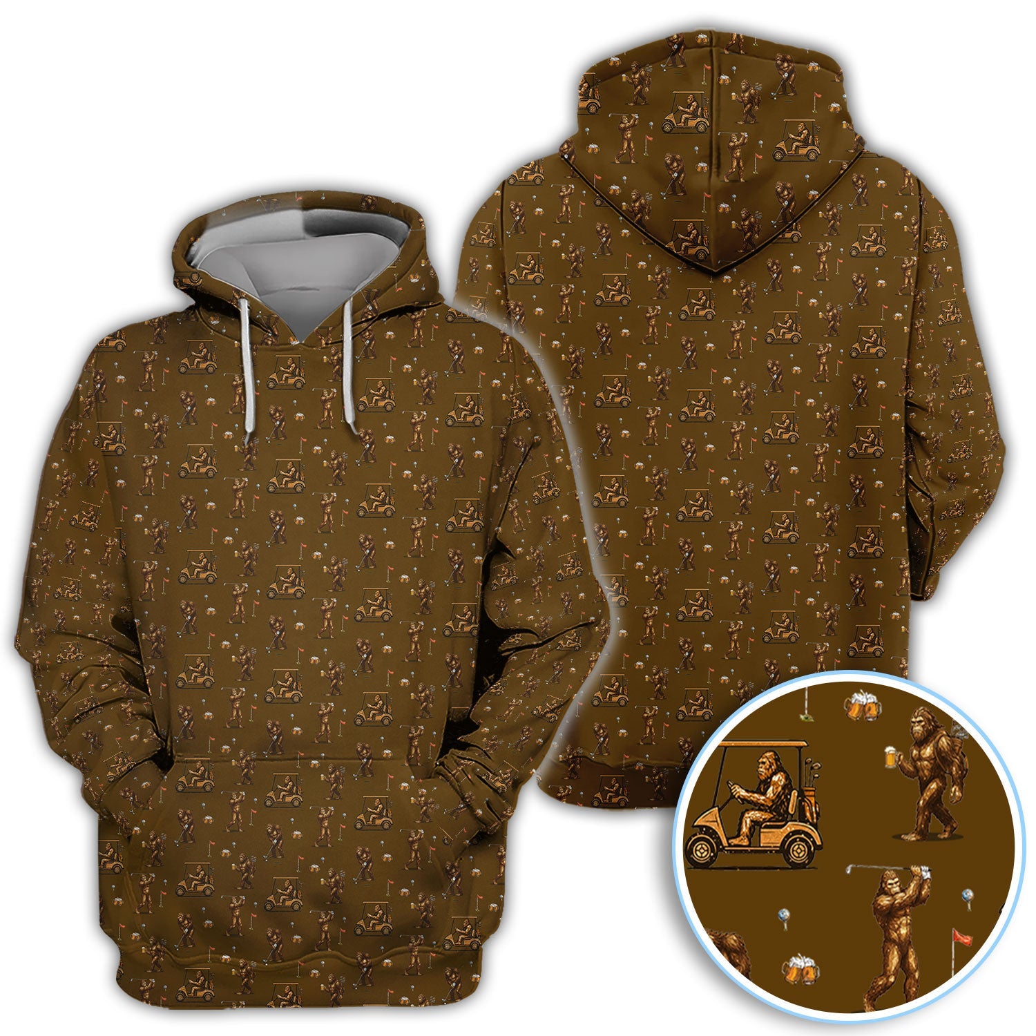 Funny Bigfoot Golf Shirt, Squatch Bigfoot And Beer Pattern Golf  Polos, Crazy Golf Gift For Golfer