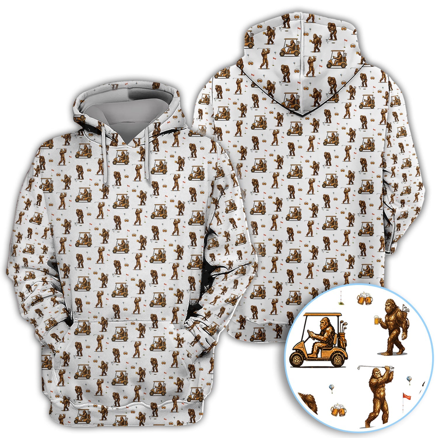 Funny Bigfoot Golf Shirt, Squatch Bigfoot And Beer Pattern Golf  Polos, Crazy Golf Gift For Golfer
