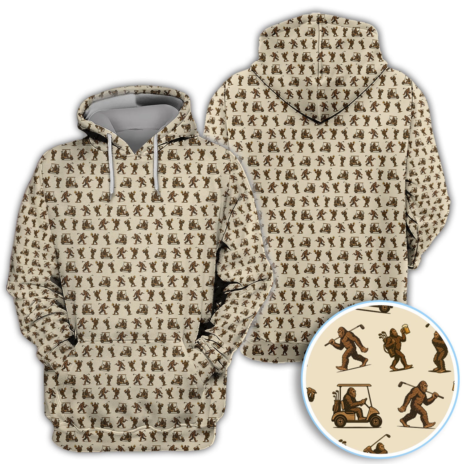 Funny Golf Pattern Shirt, Bigfoot Golf Shirt For Men, Crazy Golf Gift For Golfer