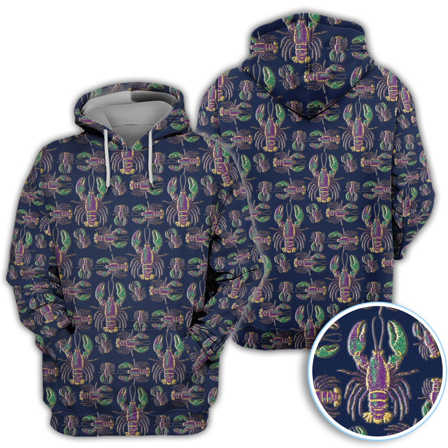 Crazy Louisiana Crawfish Golf Shirt For Women, Mardi Gras Crawfish Pattern Golf Polos, Golf Gift For Golfer