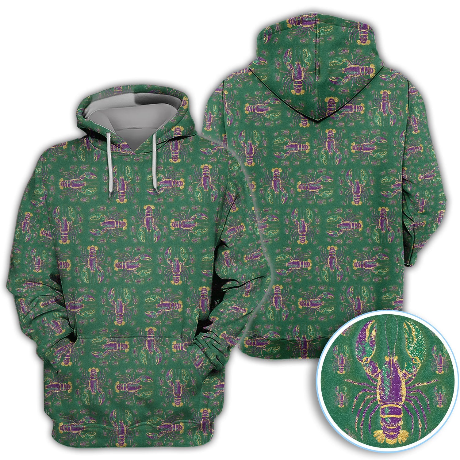 Louisiana Crawfish Pattern Golf Shirt, Mardi Gras Golf Polos For Golfer