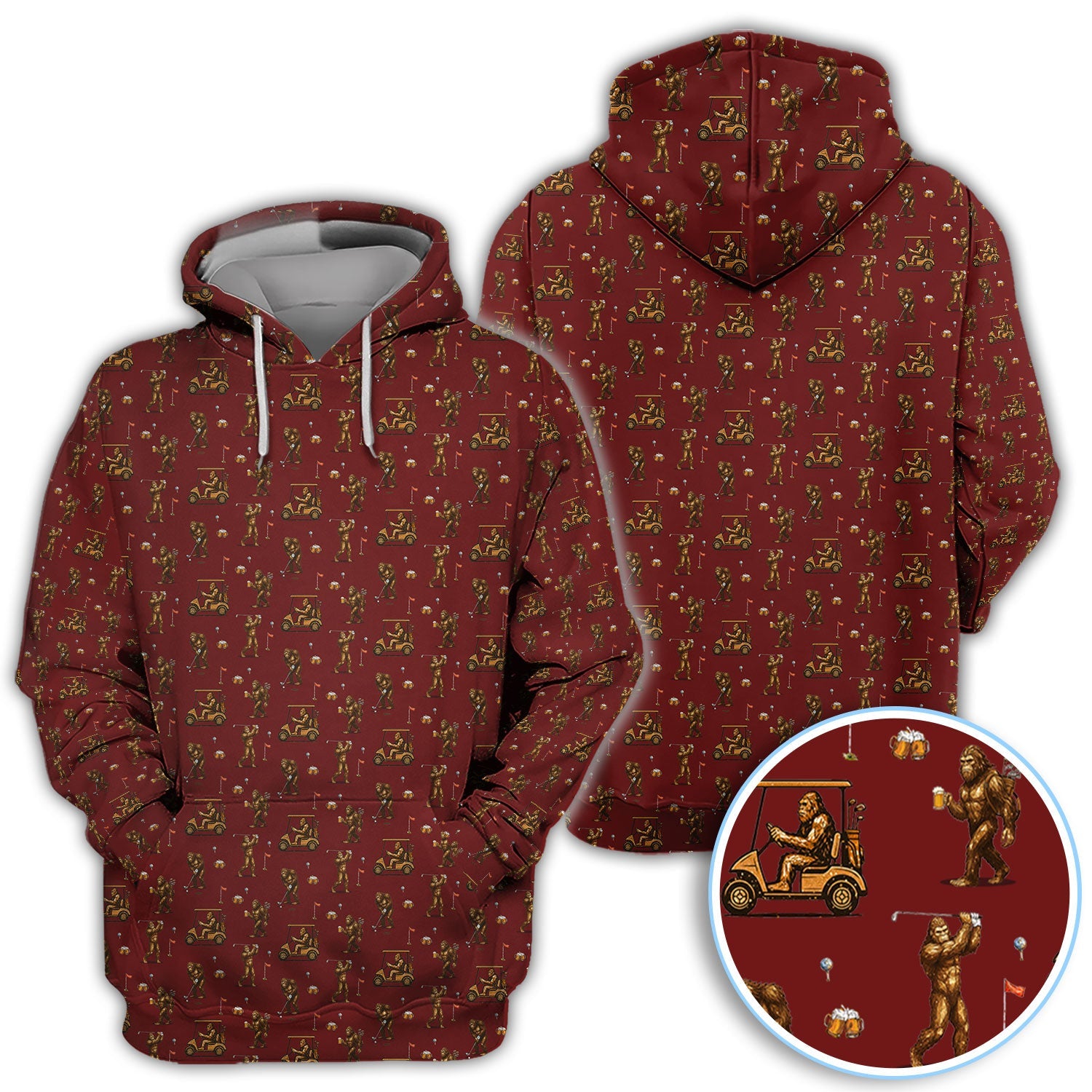 Funny Bigfoot Golf Shirt, Squatch Bigfoot And Beer Pattern Golf  Polos, Crazy Golf Gift For Golfer