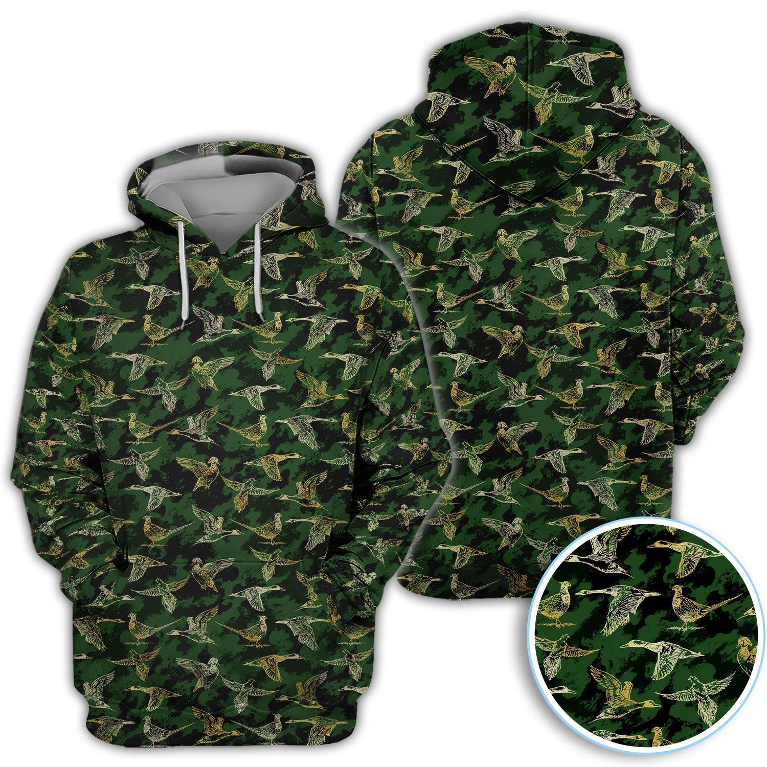 Duck Camo Pattern Golf Polos For Golfer, Flying Waterfowl Golf Shirt, Golf Gift For Men