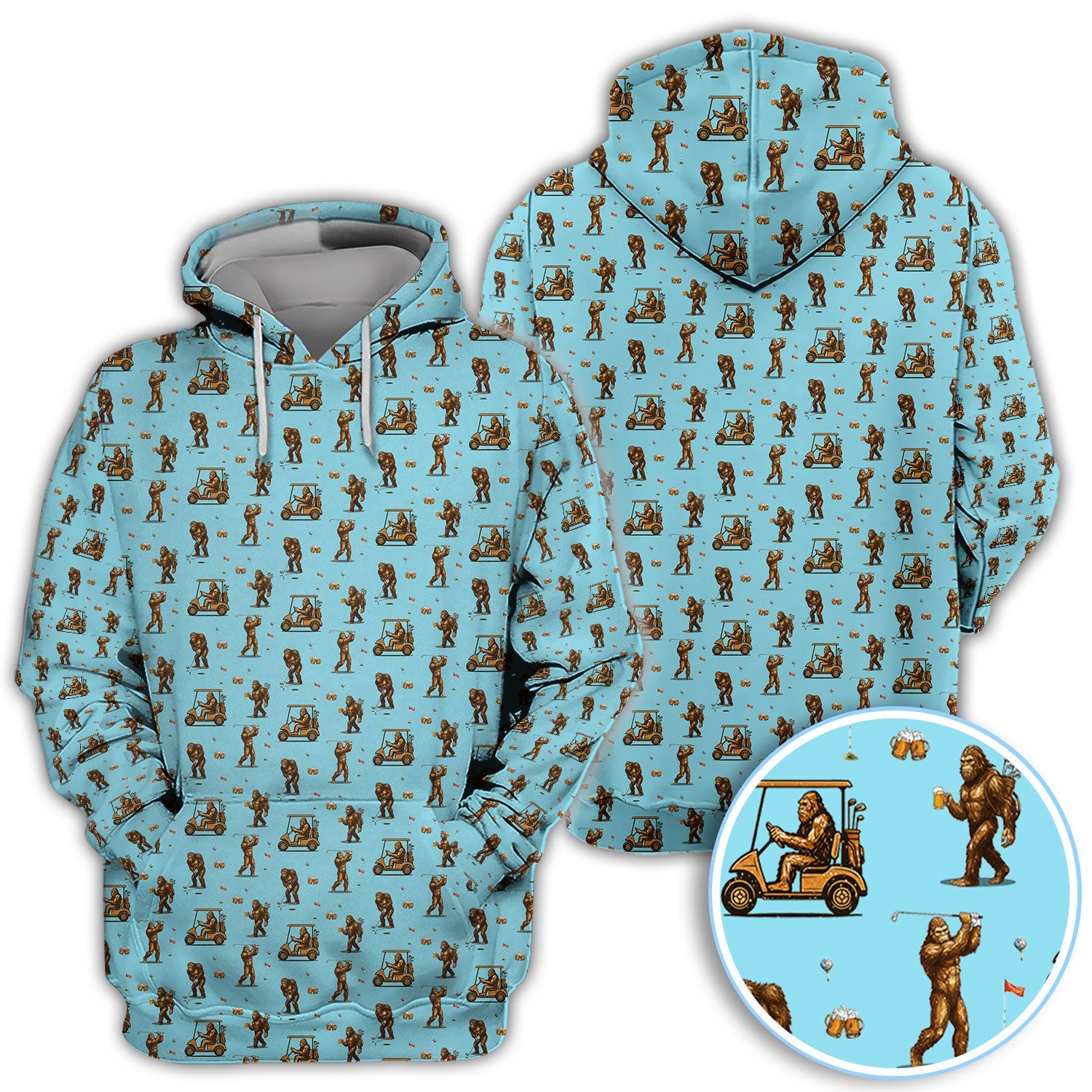 Funny Bigfoot Golf Shirt, Squatch Bigfoot And Beer Pattern Golf  Polos, Crazy Golf Gift For Golfer