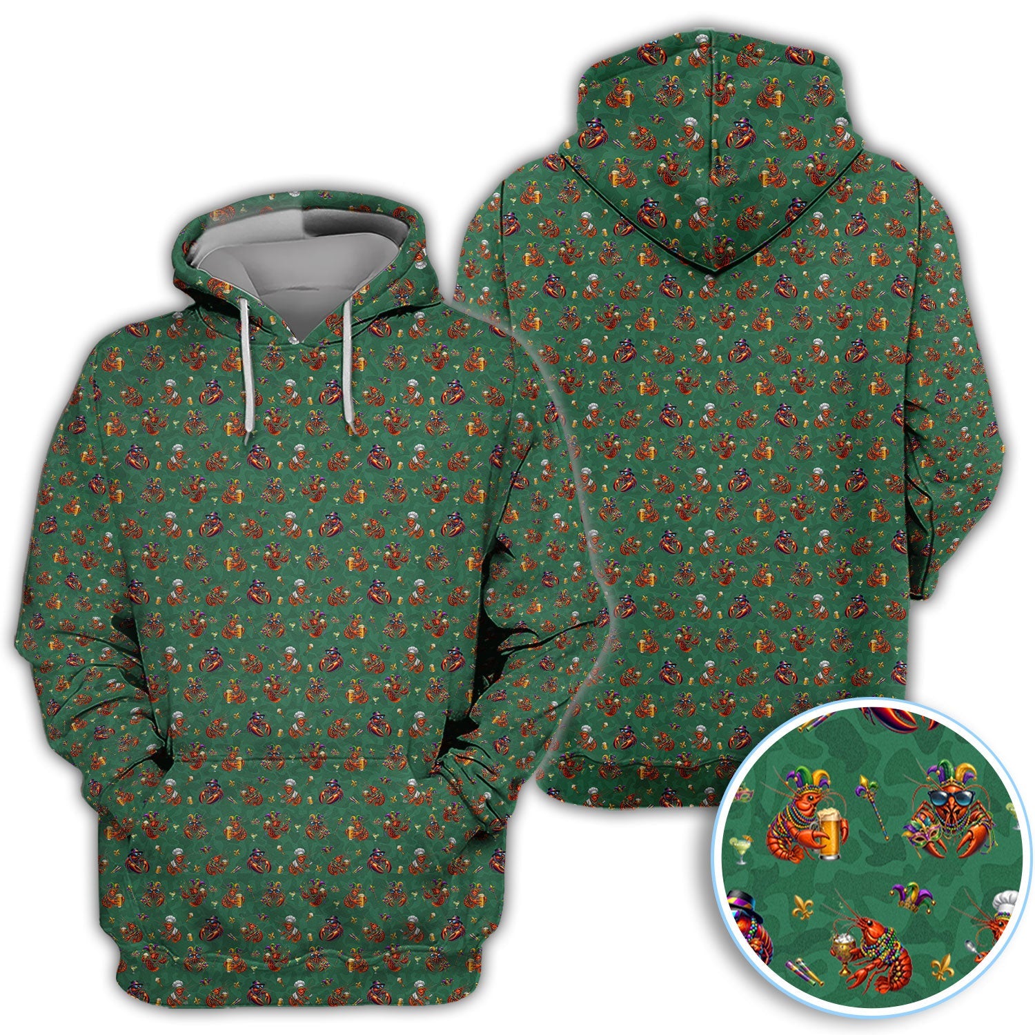 Funny Crawfish Mardi Gras Pattern Golf Shirt, Beer Crawdad Golf Polos For Golfer, Golf Gift For Men