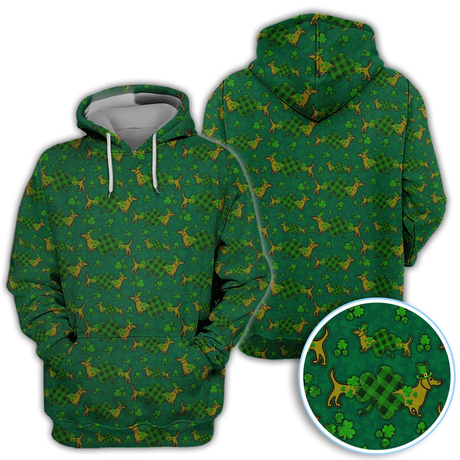 St. Patrick’s Day Golf Polos, Funny Dachshund Shamrock Golf Shirt For Men, Crazy Golf Gift For Golfer