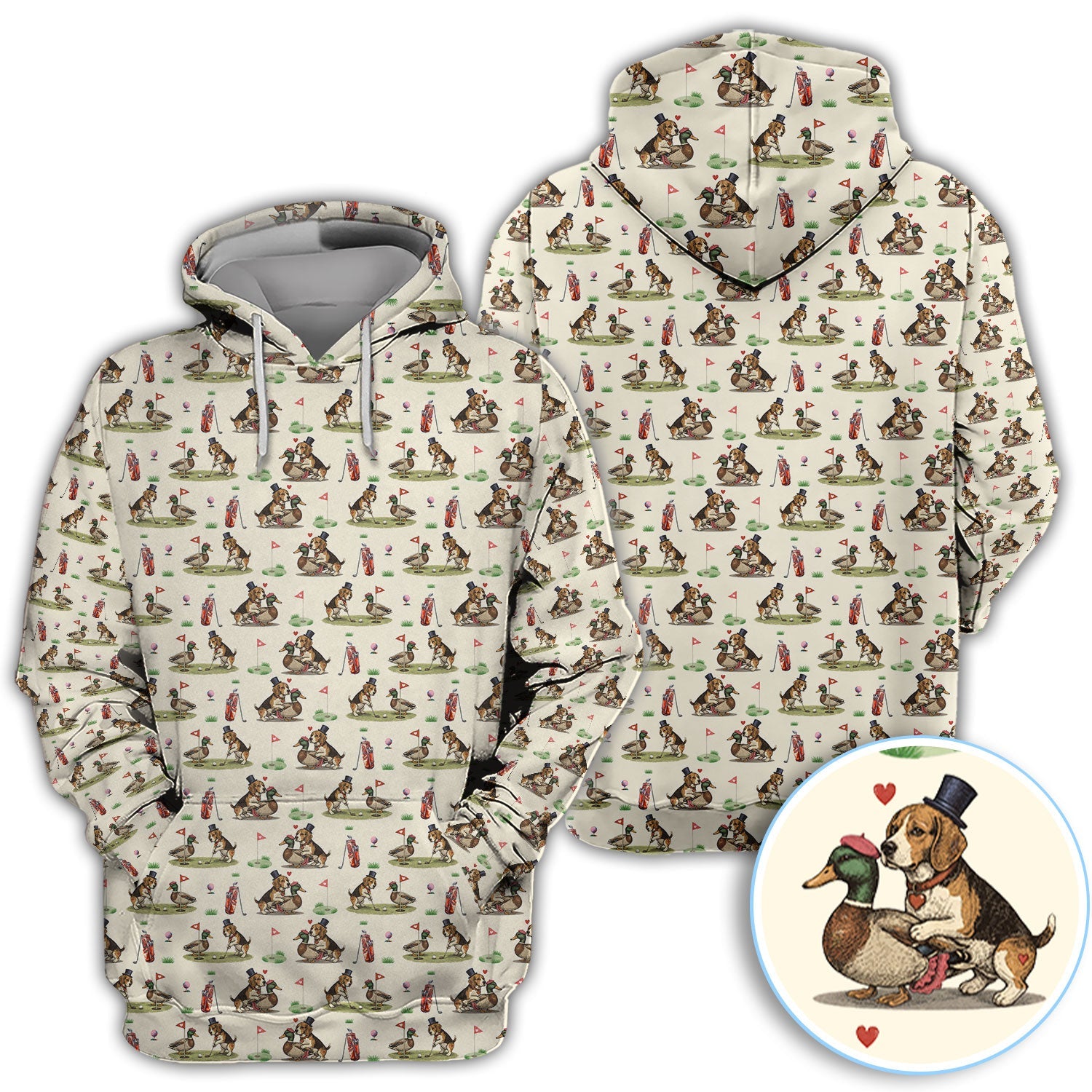 Beagle Pattern Golf Shirt, Valentine Love Golf Shirt For Hunter Lover, Golf Gift For Golfer