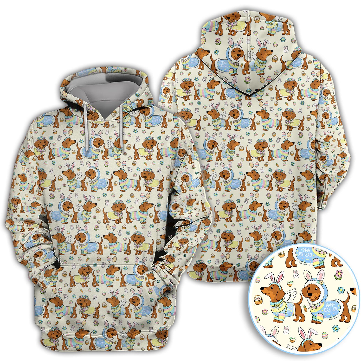 Dachshund Happy Easter Golf Polos, Easter Wiener Dog Pattern Golf Shirt, Golf Gift For Women