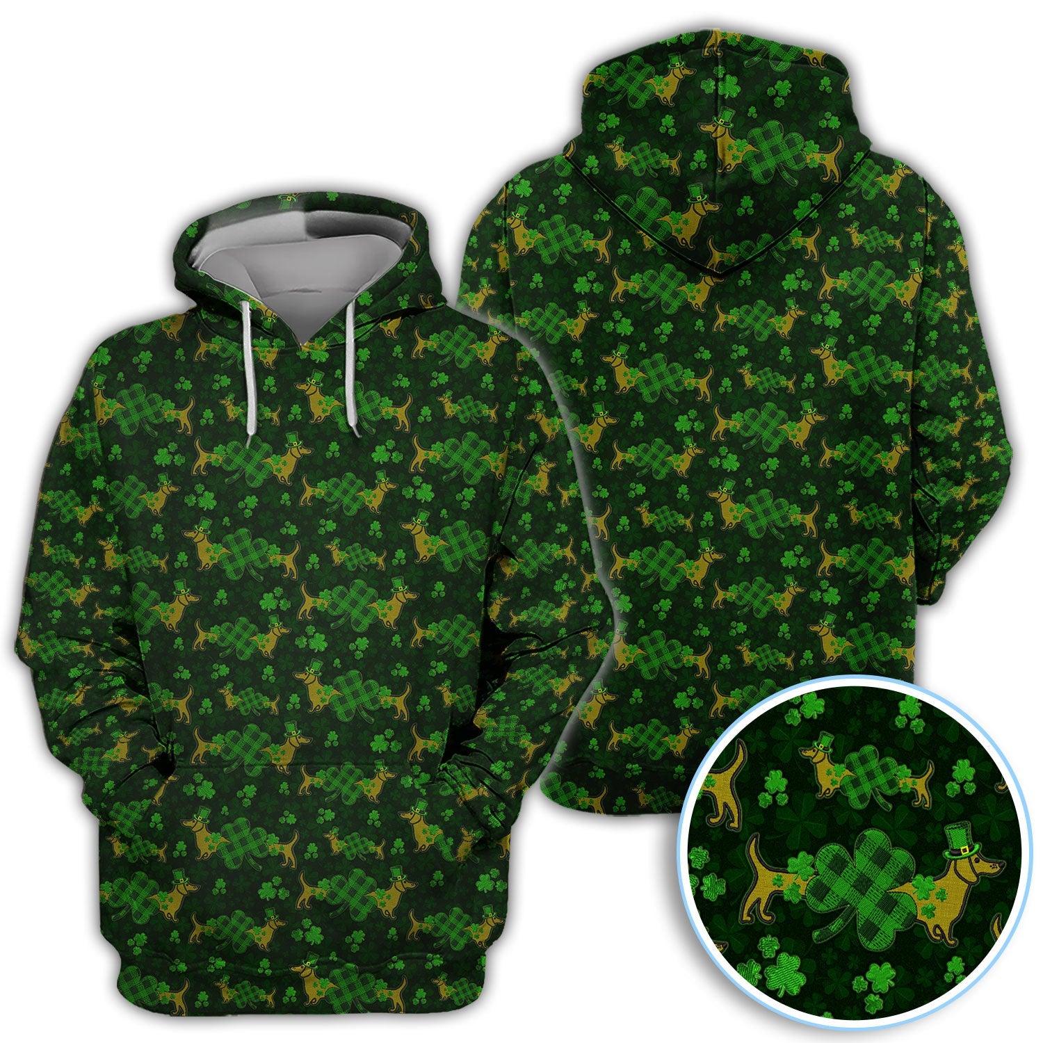 St. Patrick’s Day Golf Polos, Funny Dachshund Shamrock Golf Shirt For Men, Crazy Golf Gift For Golfer
