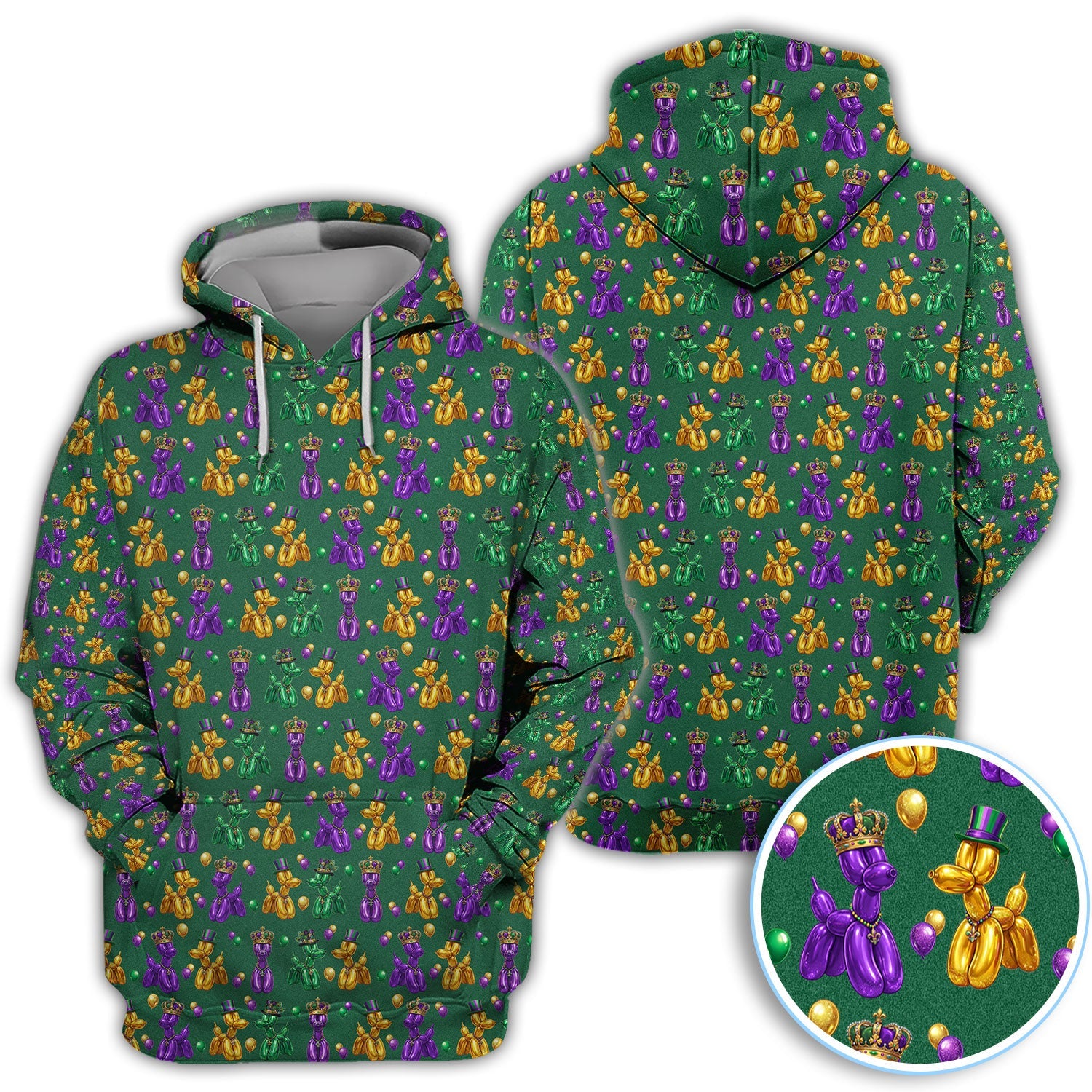 Mardi Gras Bead Dogs Golf Polos For Golfer, Festival Pattern Golf Shirt, Golf Gift For Men
