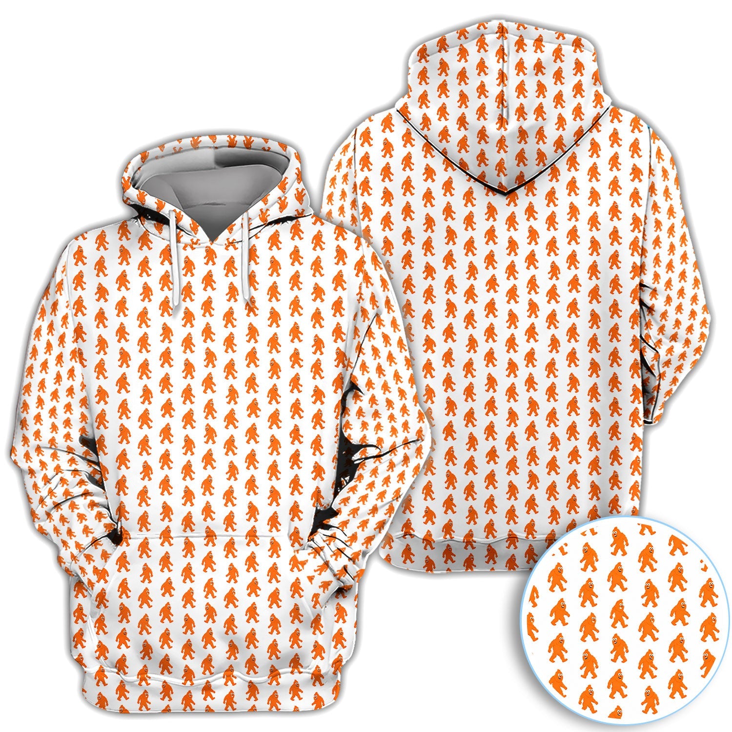 Funny Orange Bigfoot Golf Pattern Shirt, Sasquatch Golf Shirt For Men, Cryptid Lover Gift