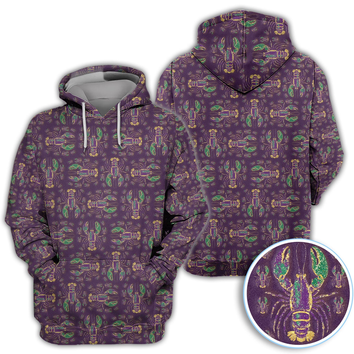 Louisiana Crawfish Pattern Golf Shirt, Mardi Gras Golf Polos For Golfer