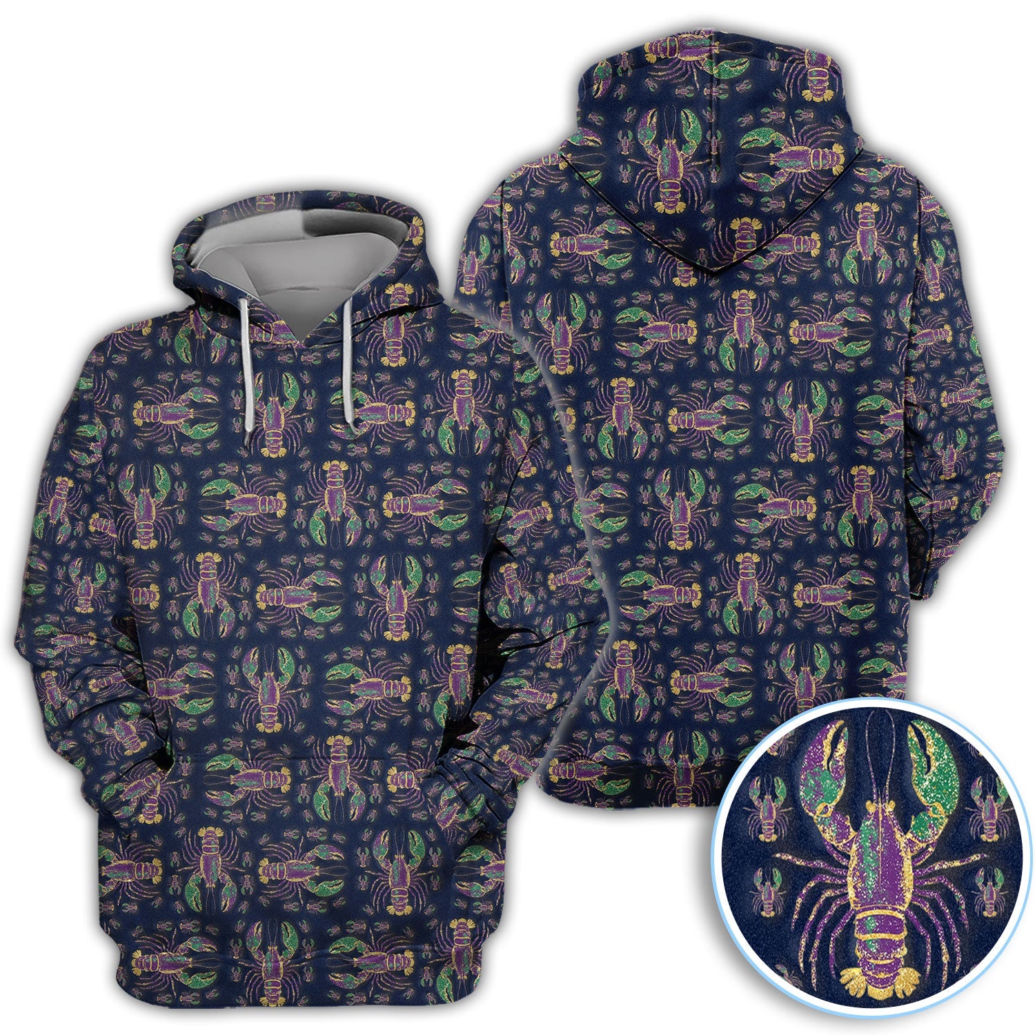 Louisiana Crawfish Pattern Golf Shirt, Mardi Gras Golf Polos For Golfer