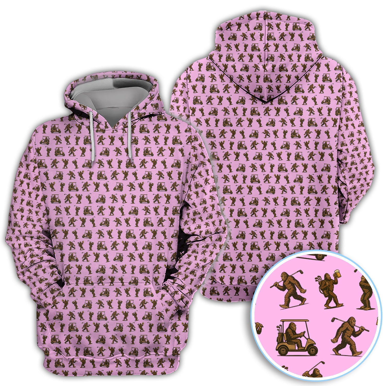 Funny Golf Pattern Shirt, Bigfoot Golf Shirt For Men, Crazy Golf Gift For Golfer