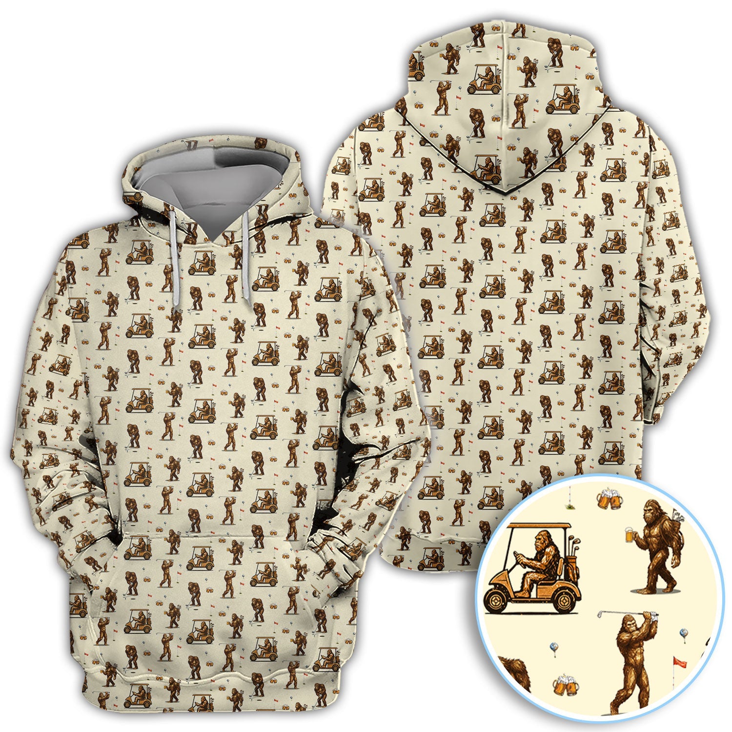 Funny Bigfoot Golf Shirt, Squatch Bigfoot And Beer Pattern Golf  Polos, Crazy Golf Gift For Golfer