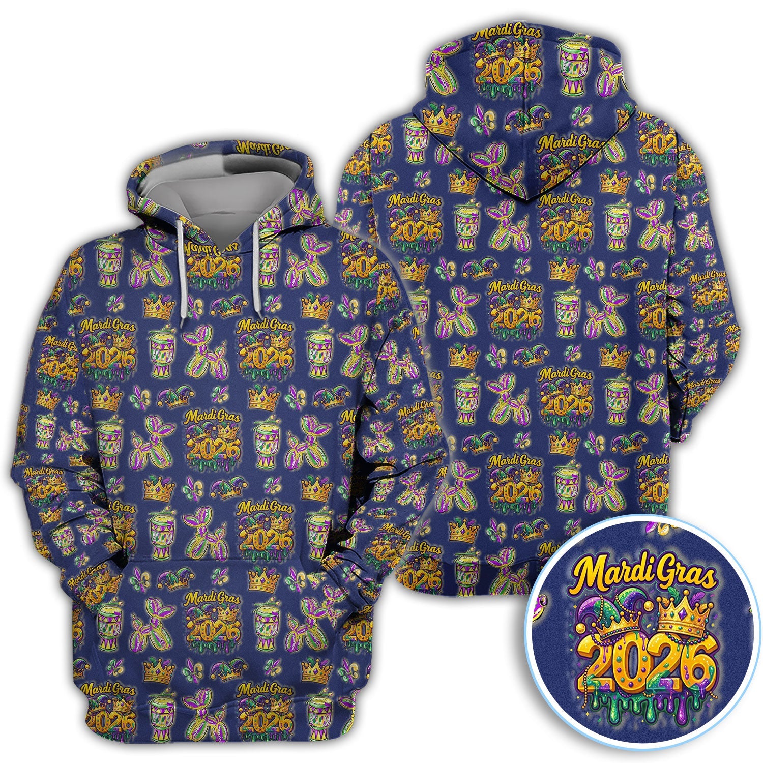 Mardi Gras 2026 Golf Polos For Golfer, Festive Crown Mask Pattern Golf Shirt, Golf Gift For Men