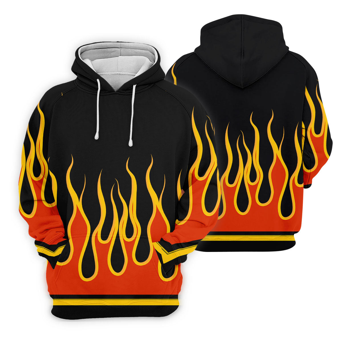 Black Orange Yellow Flame Sleeve Golf Shirt, Golf Polo For Women, Printed Golf Shirt