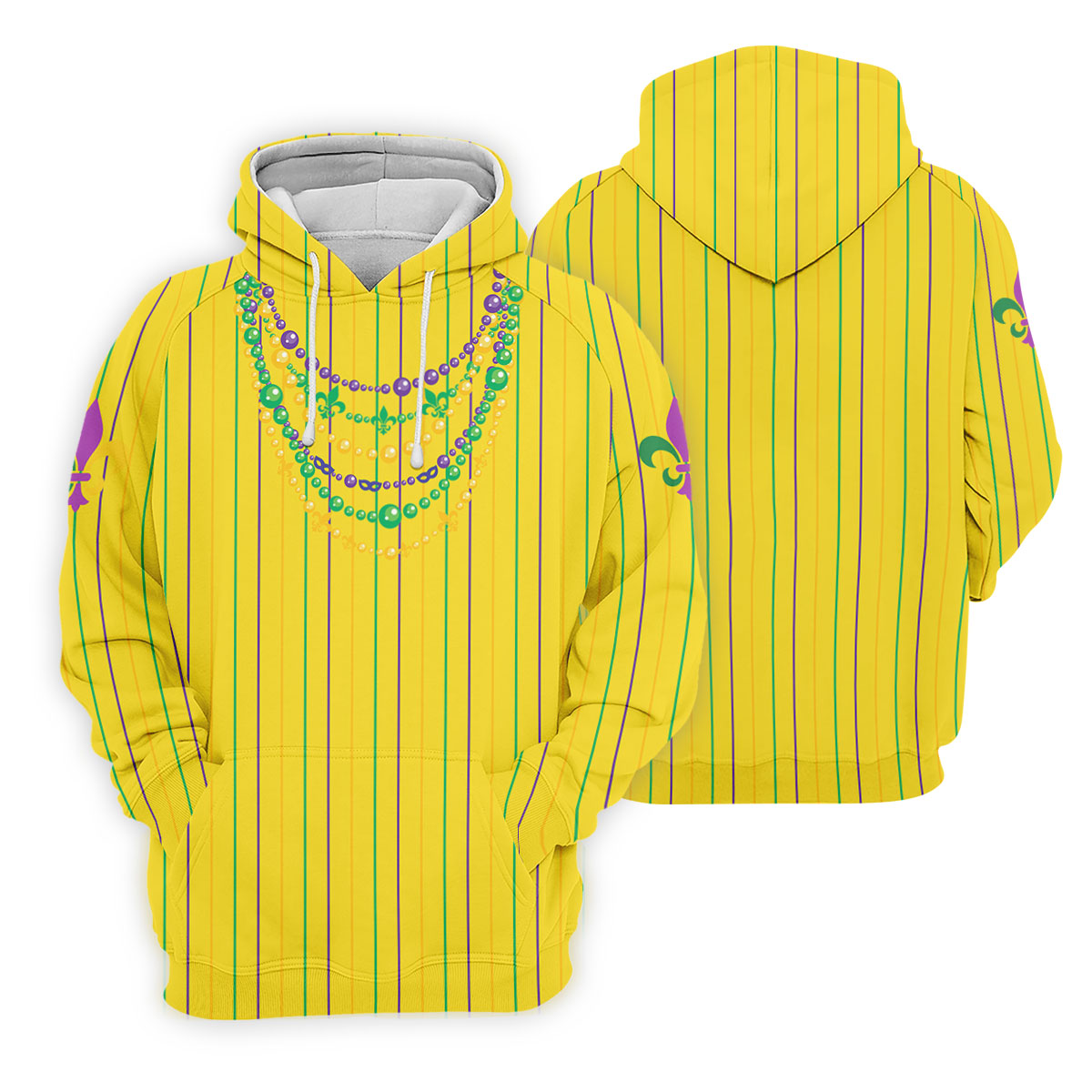 Mardi Gras Beads Necklaces Print Yellow Golf Shirt, Women's Golf Shirts, Ladies Golf Polos, Golf Shirt For Women