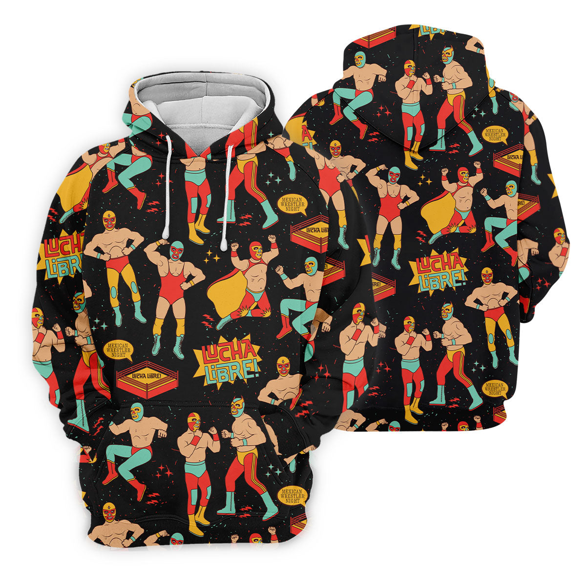 Black Lucha Libre Mexican Wrestler Pattern Golf Shirt, Golf Shirts For Men, Mens Golf Apparel
