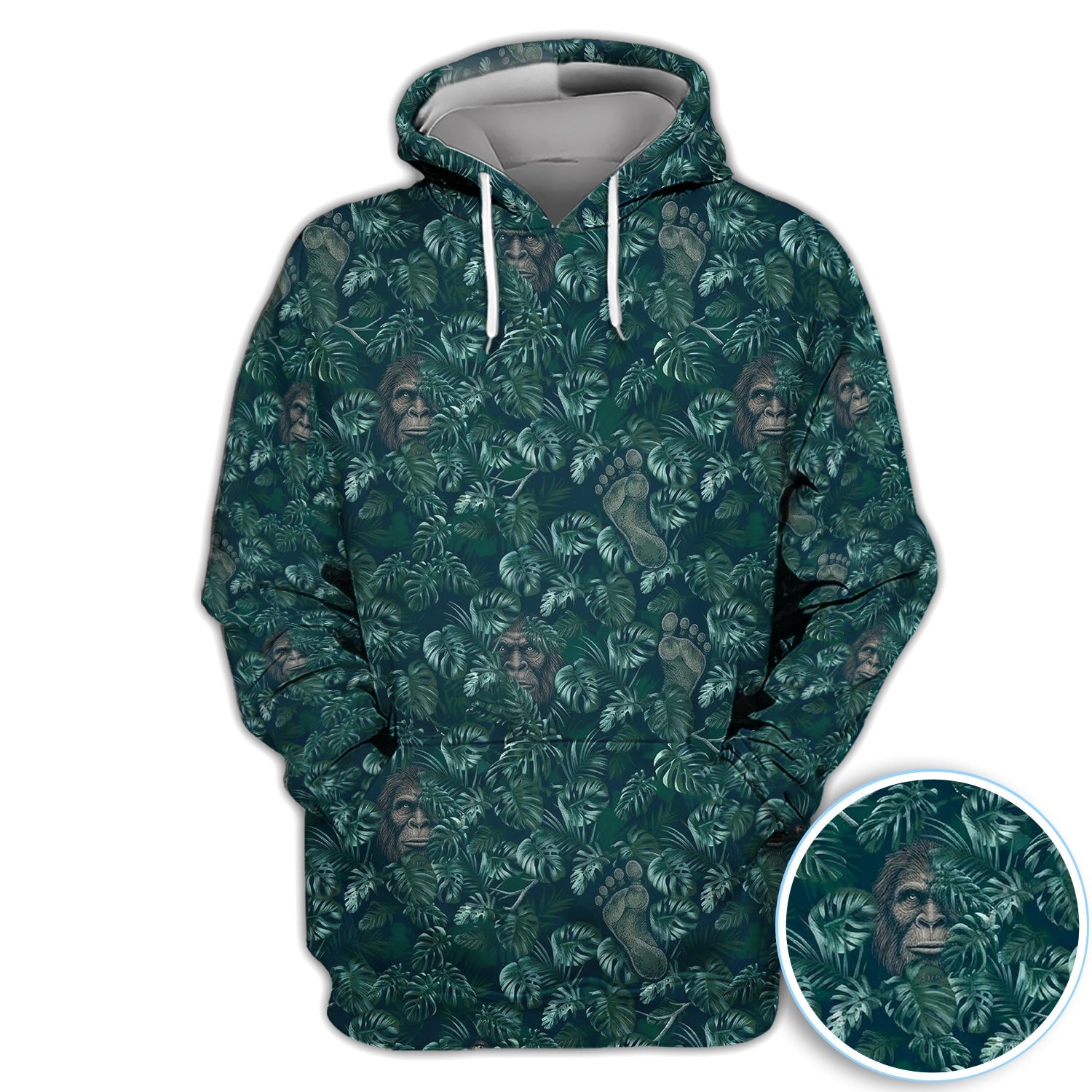 Funny Hidden Gorilla Jungle Golf Pattern Shirt, Bigfoot Footprint Golf Shirt For Men, Golfer Gift