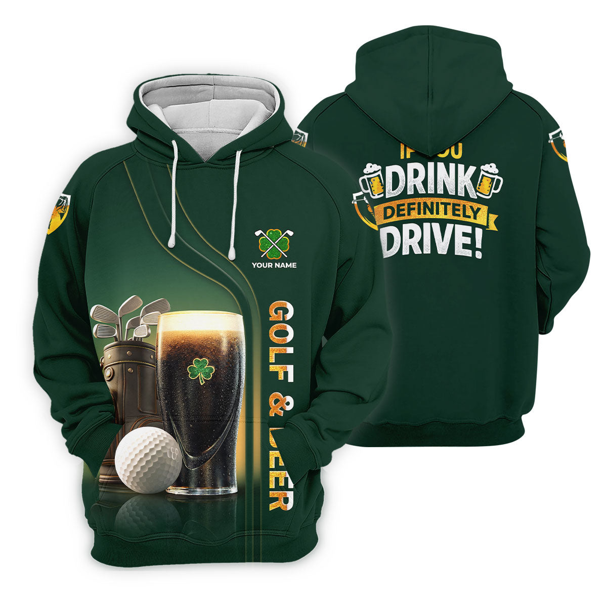 If You Drink Definitely Drive Golf And Beer Black Beer St Patrick's Day Green Women's Golf Tops, Ladies Golf Polos