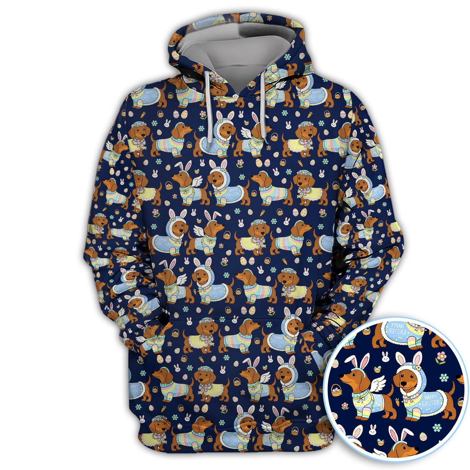 Dachshund Happy Easter Golf Polos, Easter Wiener Dog Pattern Golf Shirt, Golf Gift For Golfer