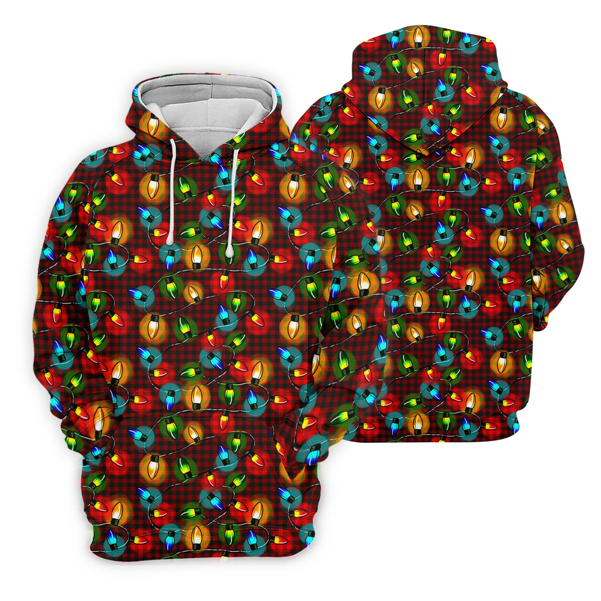 Colorful Christmas Light Plaid Women's Golf Tops, Christmas Golf Shirt, Golf Gift For Ladies
