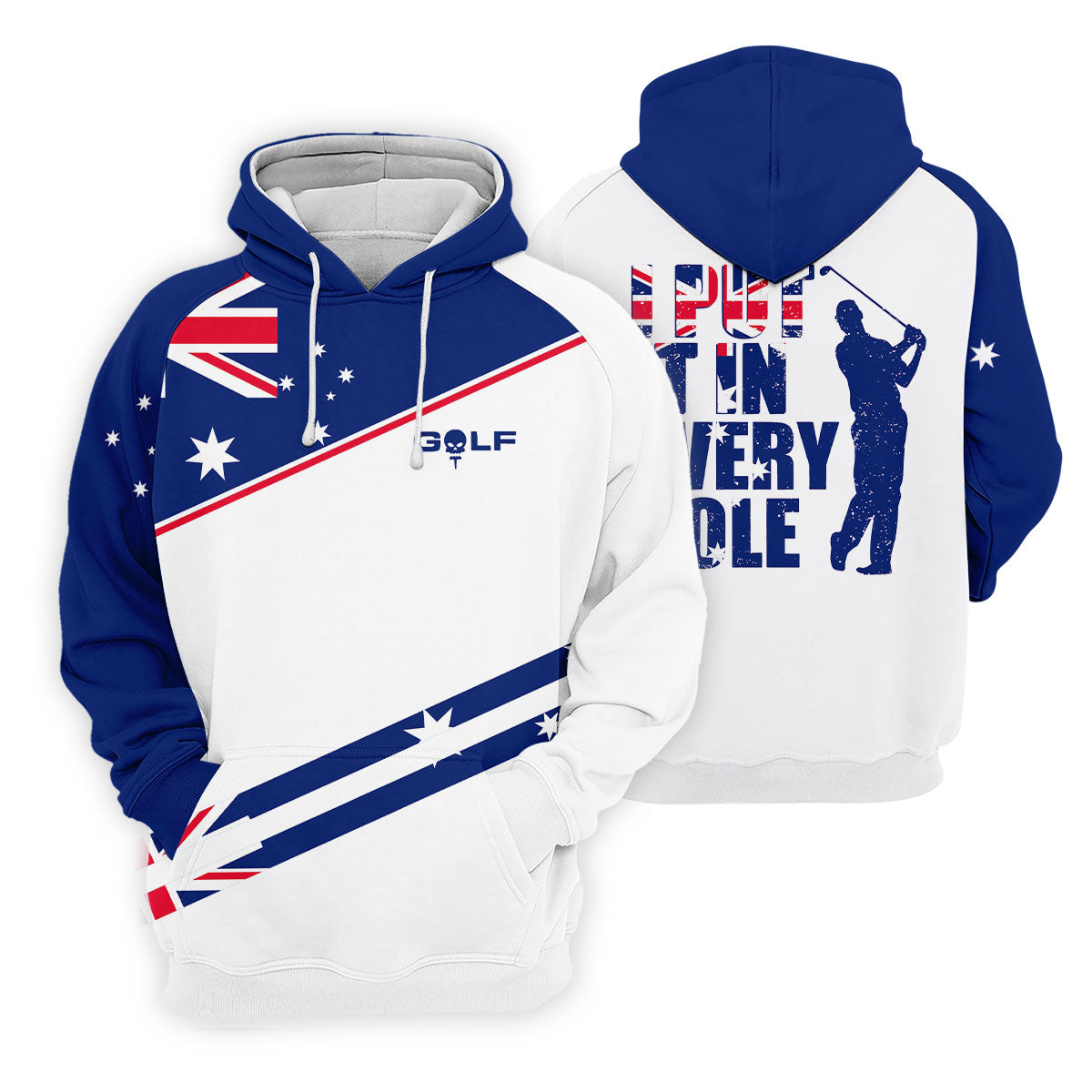 I Put It In Every Hole Australia Flag Print Men's Golf Top, Polo Shirts For Men, Golf Shirts For Men