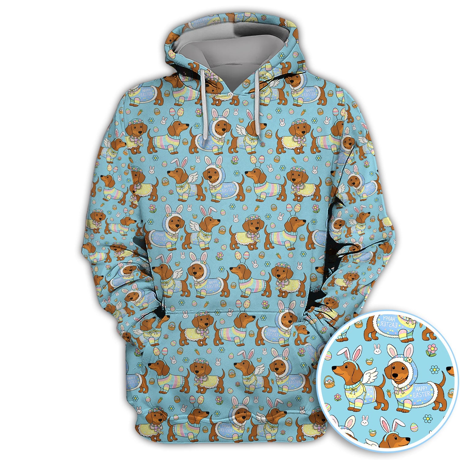 Dachshund Happy Easter Golf Polos, Easter Wiener Dog Pattern Golf Shirt, Golf Gift For Women