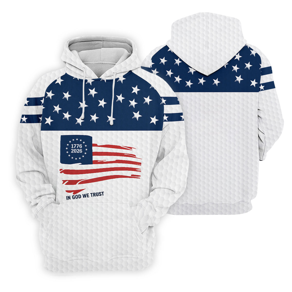 In God We Trust Golf Ball Pattern US Flag Golf Shirt, 250 Years 4th Of July Golf Shirt For Women