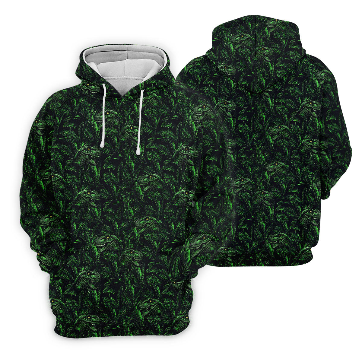 Dinosaurs In The Forest Deep Forest Green Hawaiian Golf Shirt, Polo Shirts For Men