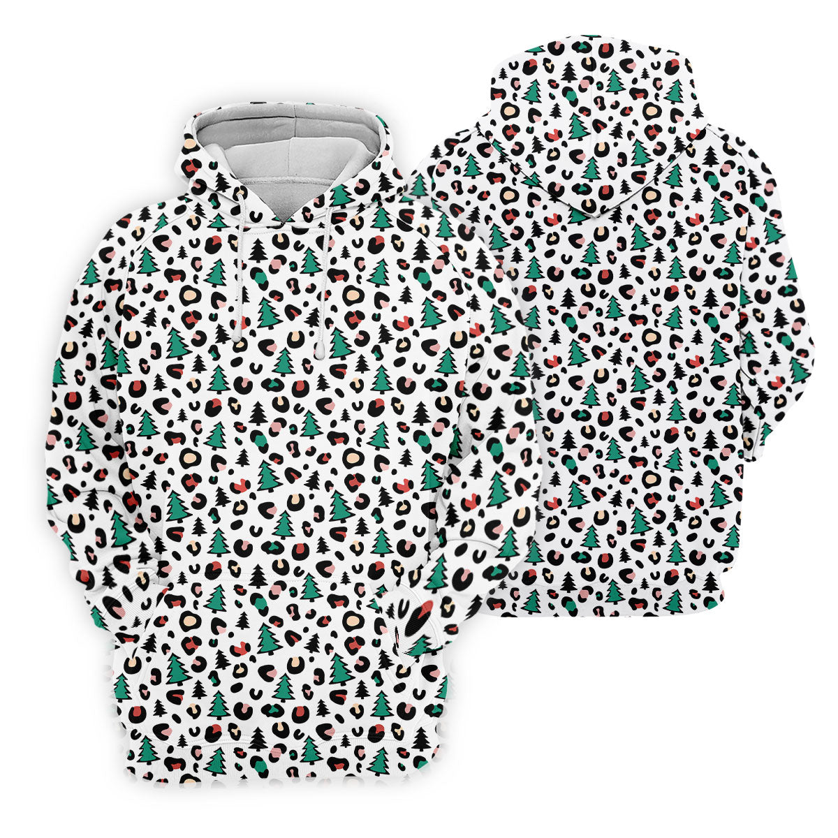 Leopard Pattern Xmas Pine Tree Women's Golf Shirts, Christmas Golf Shirt, Cute Golf Outfit, Ladies Golf Polos