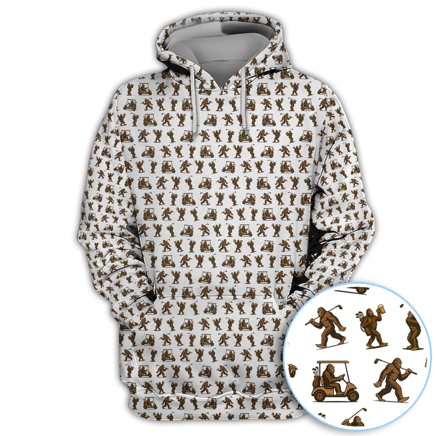 Funny Golf Pattern Shirt, Bigfoot Golf Shirt For Men, Crazy Golf Gift For Golfer