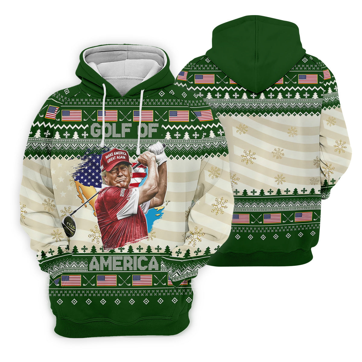 Trump Golf Of America Christmas Golf Shirt Funny Print Women's Golf Tops, Christmas Golf Shirt, Ladies Golf Polos