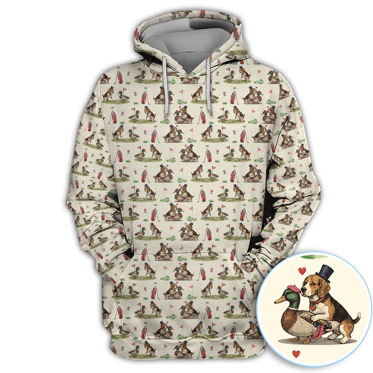 Beagle Pattern Golf Shirt, Valentine Love Golf Shirt For Hunter Lover, Golf Gift For Golfer