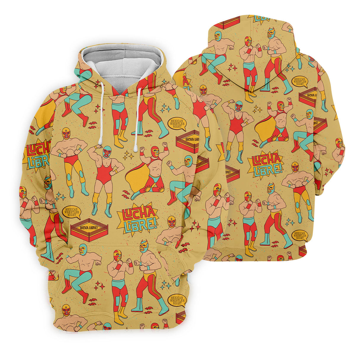 Yellow Lucha Libre Mexican Wrestler Pattern Golf Shirt, Hawaiian Golf Shirt, Mens Golf Shirts