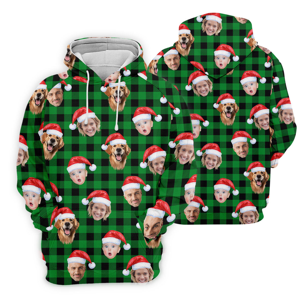 Custom Face Green Buffalo Plaid Christmas Golf Shirt, Ladies Golf Tops, Golf Gifts For Women