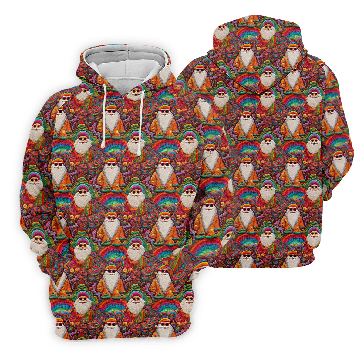 Groovy Hippie Santa Seamless Pattern Golf Shirts, Christmas Golf Shirt, Golf Gifts For Women, Fun Golf Shirt