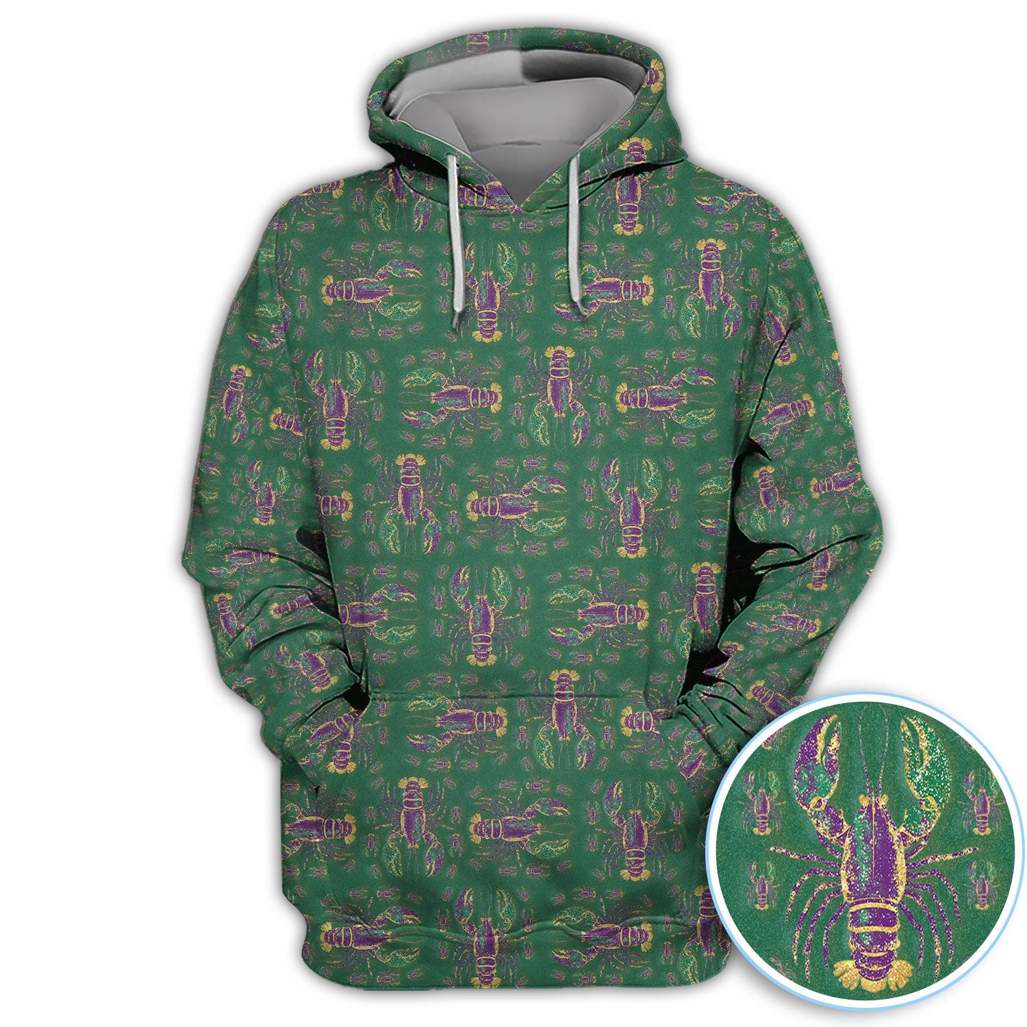 Louisiana Crawfish Pattern Golf Shirt, Mardi Gras Golf Polos For Golfer