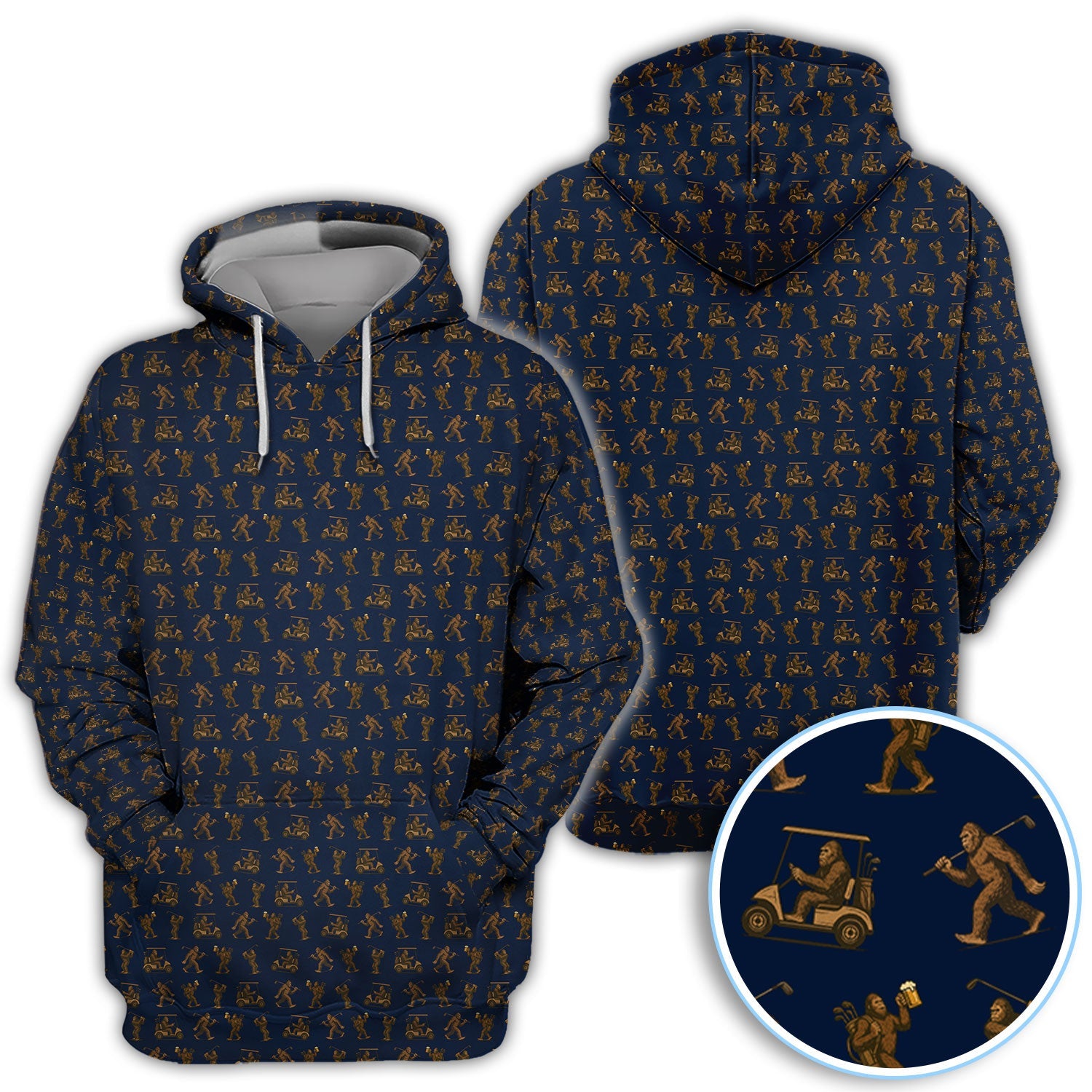 Funny Golf Pattern Shirt, Bigfoot Golf Shirt For Men, Crazy Golf Gift For Golfer