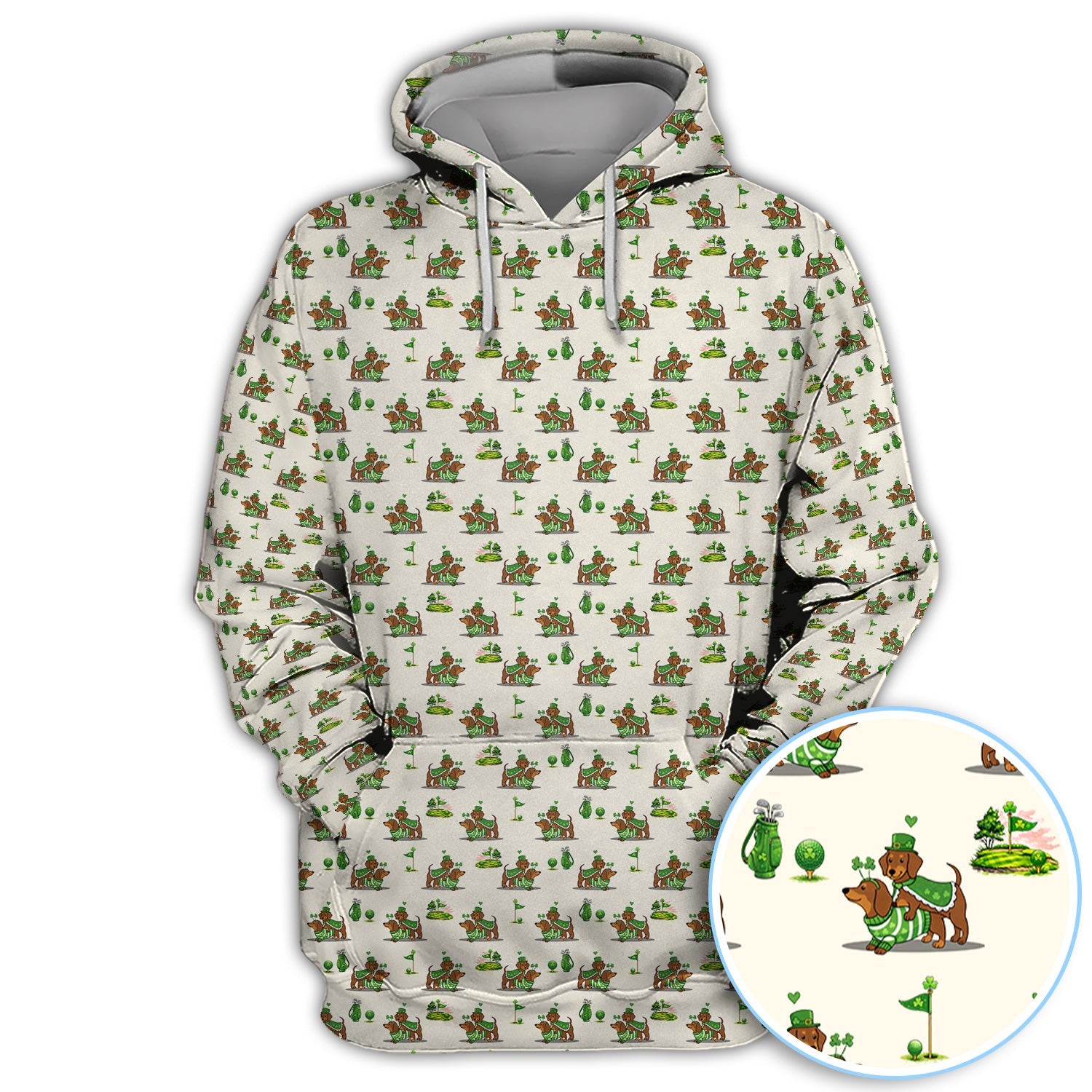 St Patrick’s Day Dachshund Patrick Golf Shirt, Wiener Dog Golf Polos For Men, Golf Gift For Golfer