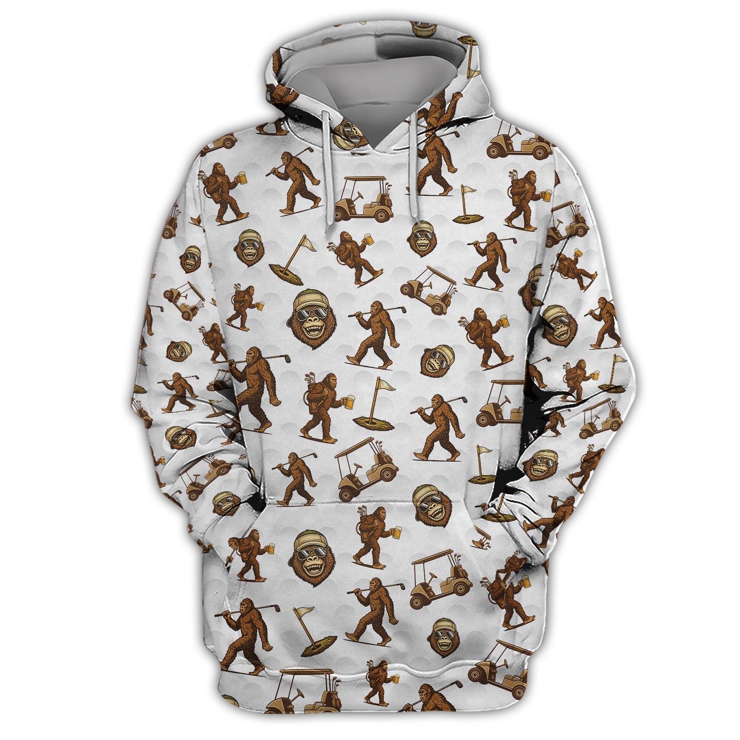 Sasquatch Pattern Golf Shirt For Men, Crazy Bigfoot Golf Polos, Funny Golf Gift For Golfer